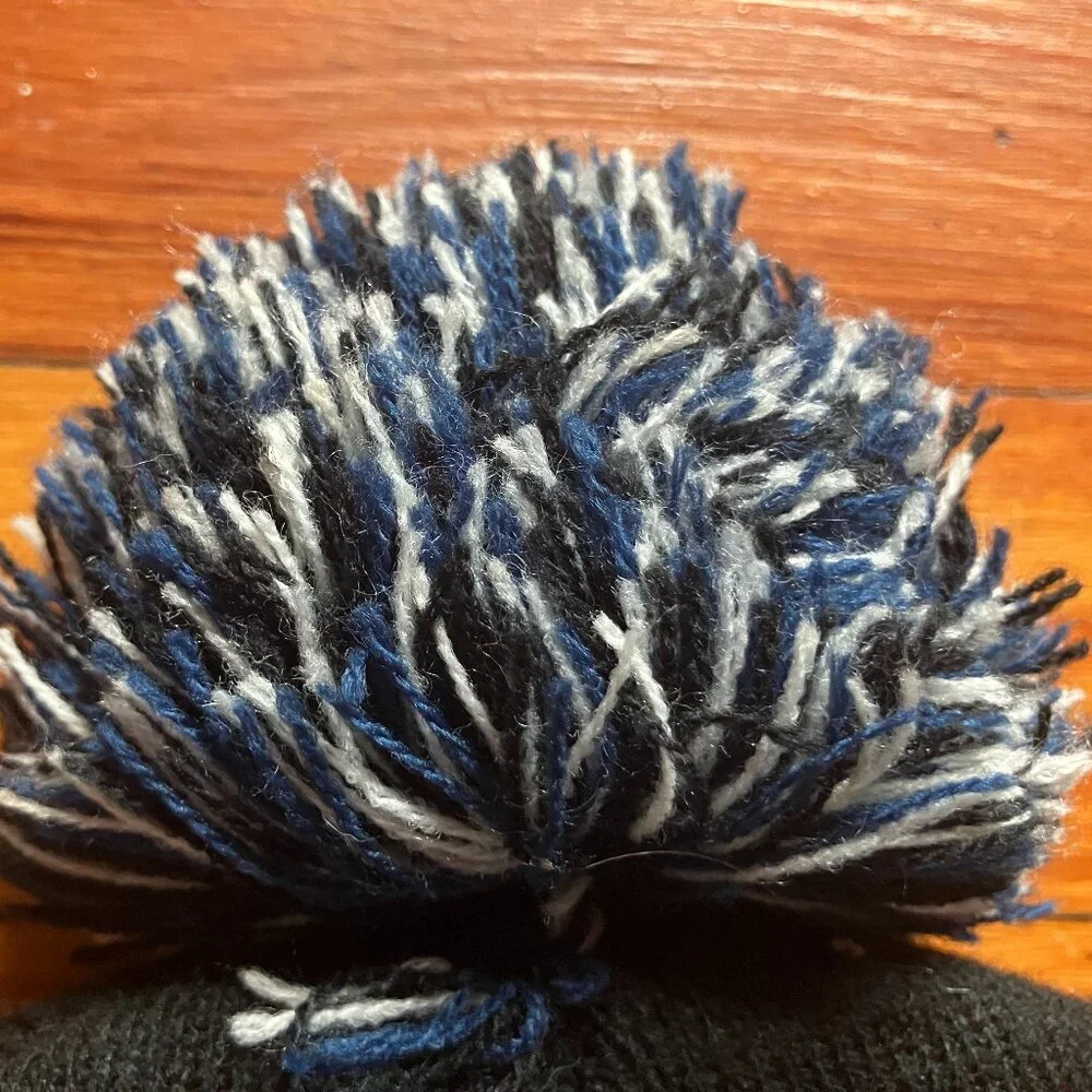 Capelli New York Youth Beanie Hat Blue Black Gray Pom Pom